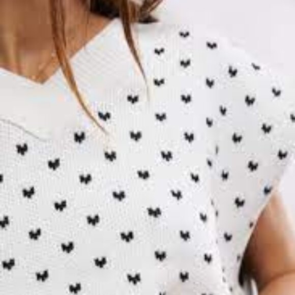 new Free People Easy Street Patterned Vest in Black/Ivory - Picture 4 of 6